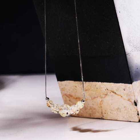 Alabaster | .925 Sterling Silver | Firefly Glass Infinity Clasp Necklace